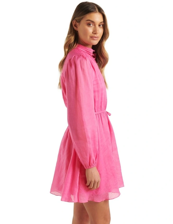 Henrietta Button Up Mini Dress in Pink image 3