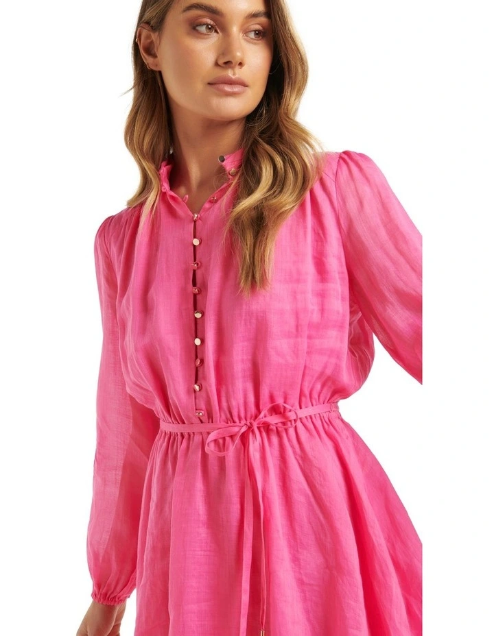 Henrietta Button Up Mini Dress in Pink image 4