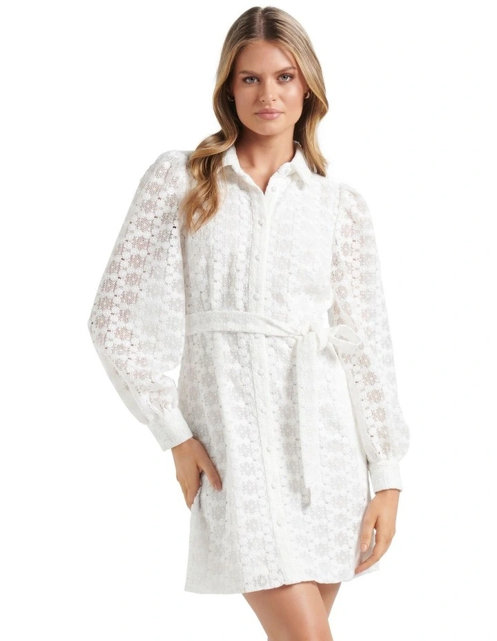Orla Broderie Mini Dress in White image 1