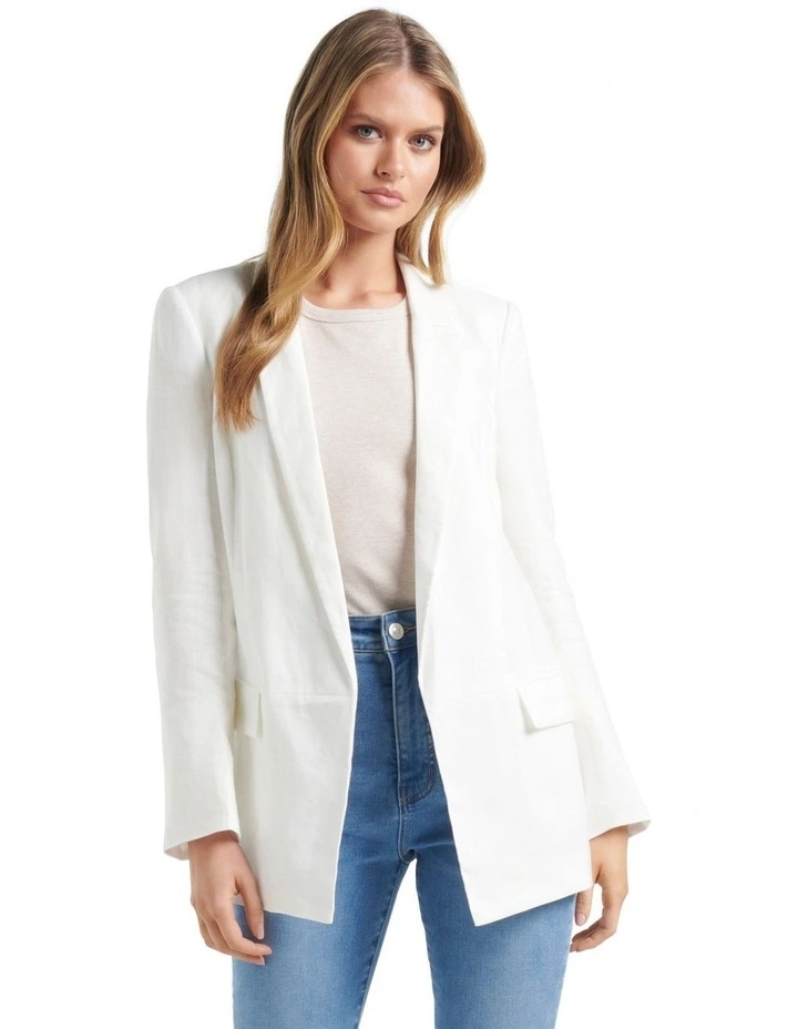 Lila Linen Blazer in White image 1