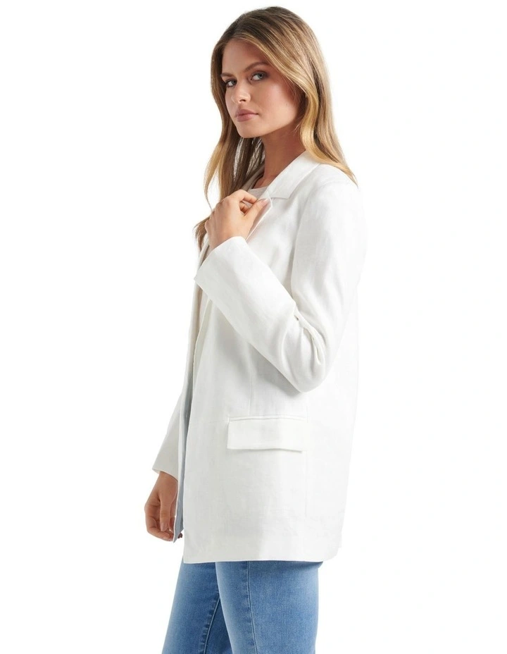 Lila Linen Blazer in White image 3