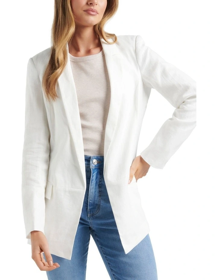 Lila Linen Blazer in White image 4