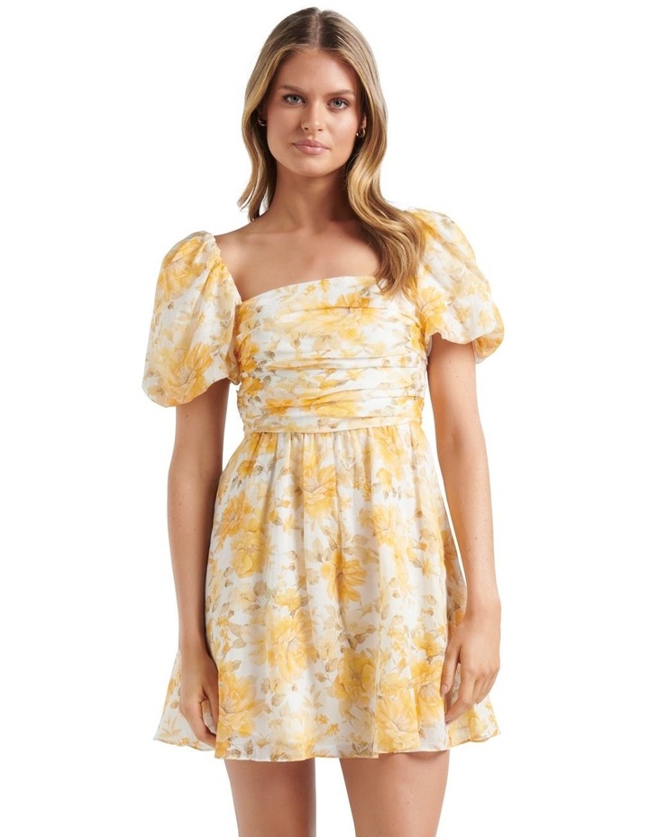 Liana Printed Puff Sleeve Mini Dress in