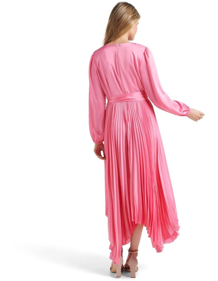 Ellery Pleated Wrap Midi Dress in Valentine Pink image 2