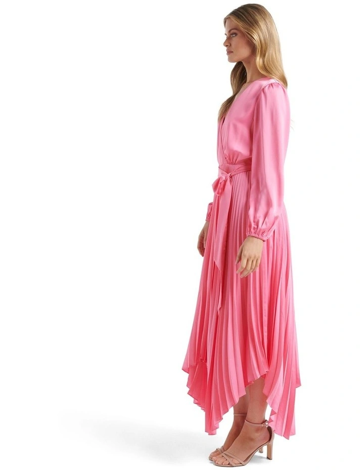 Ellery Pleated Wrap Midi Dress in Valentine Pink image 3