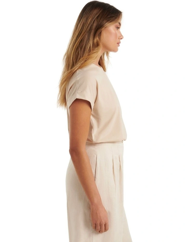 Cassie Boyfriend Tee in Cream image 3