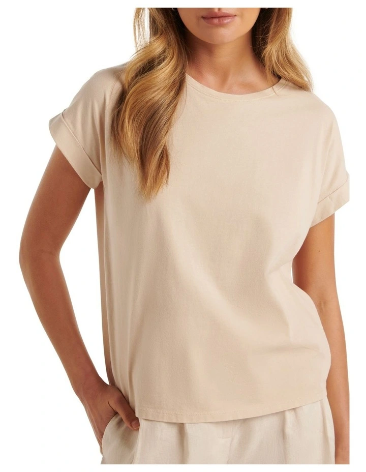 Cassie Boyfriend Tee in Cream image 4