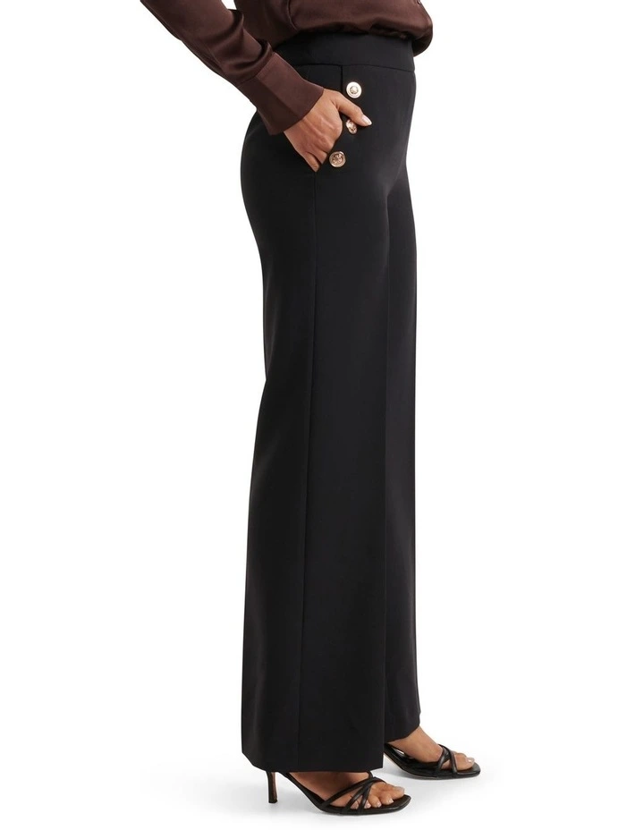 Megan Button Wide Leg Pants in Black image 3