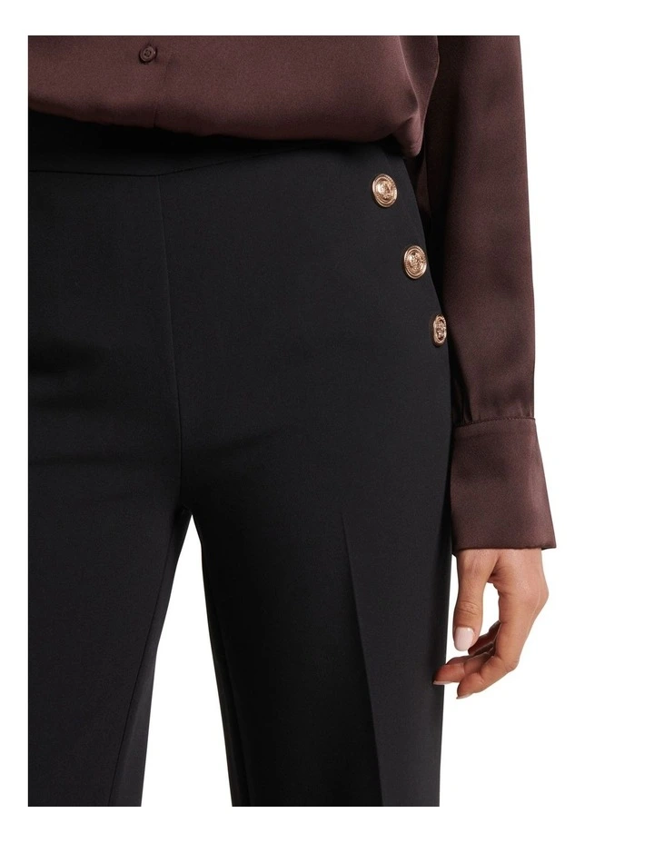 Megan Button Wide Leg Pants in Black image 4