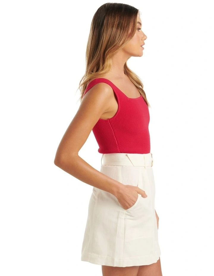 Bobbie Square Neck Knit Tank Top In Red image 3