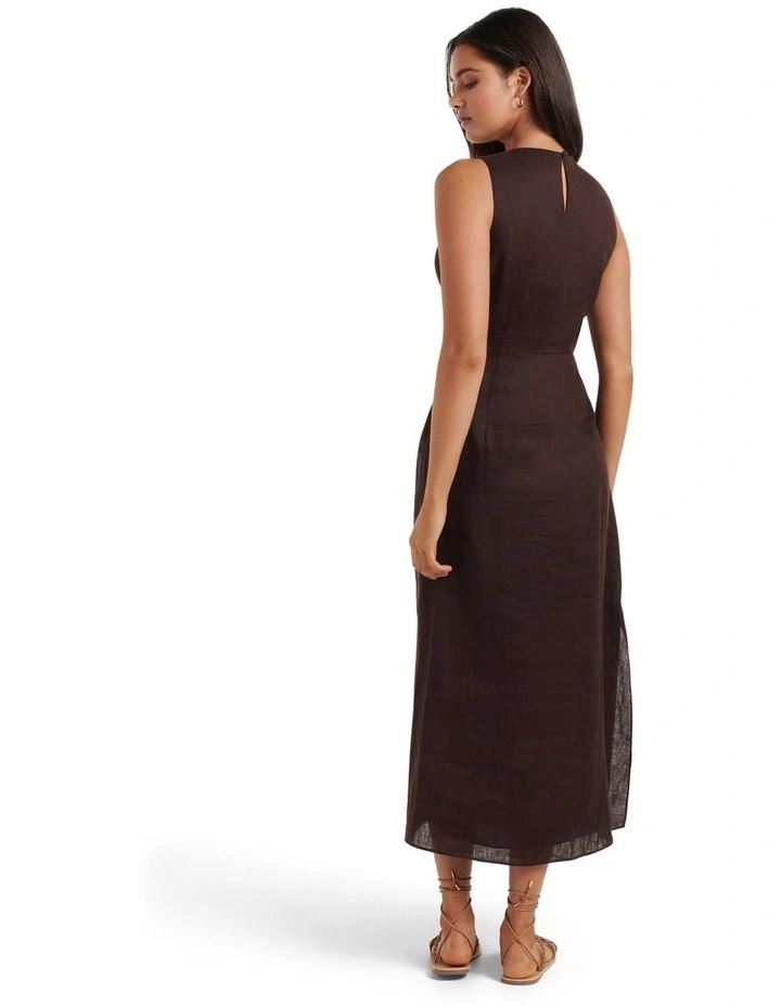 Maeva Knot Cut Out Midi Dress in Dark Chocolate image 2