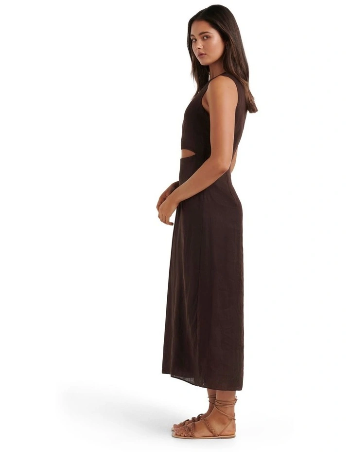 Maeva Knot Cut Out Midi Dress in Dark Chocolate image 3