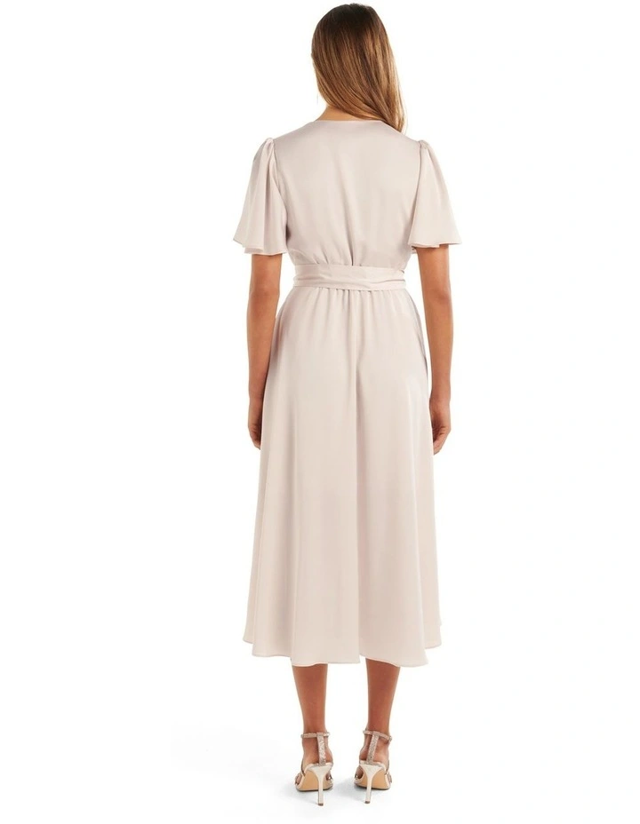 Mona Flutter Sleeve Midi Dress in Pink image 2