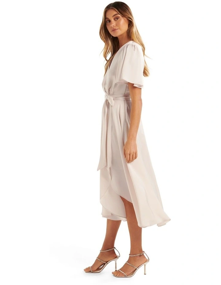 Mona Flutter Sleeve Midi Dress in Pink image 3