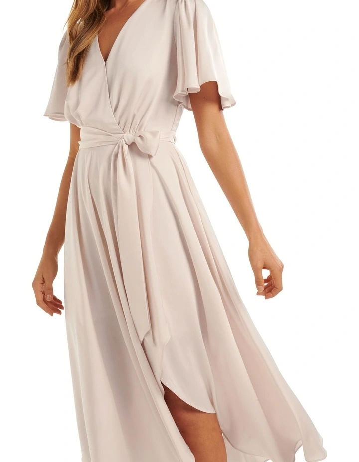 Mona Flutter Sleeve Midi Dress in Pink image 4