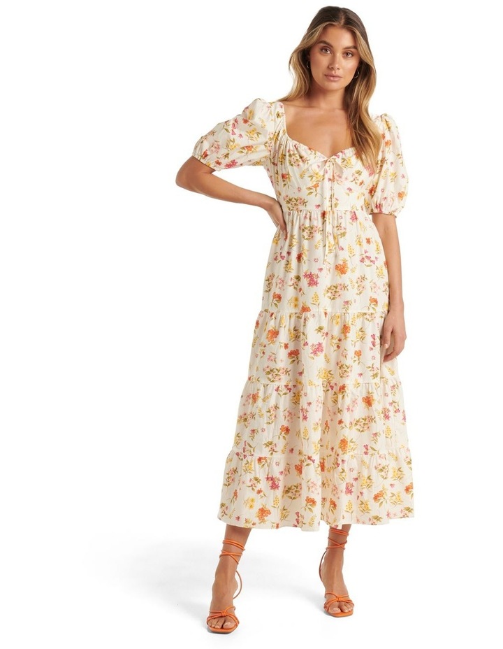 Delilah Puff Sleeve Midi Dress in Multi