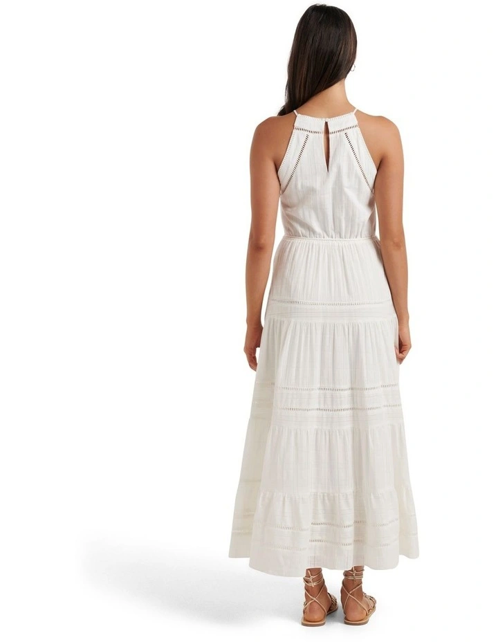 Lexie Ladder Trim Midi Dress in White image 2