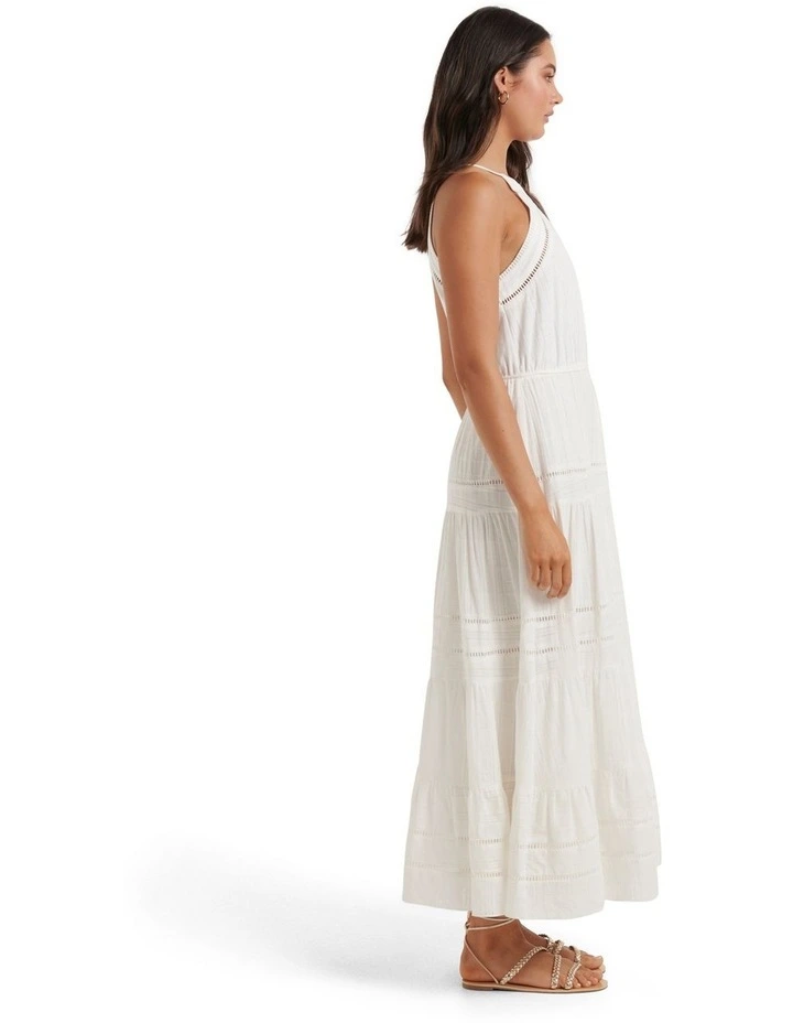 Lexie Ladder Trim Midi Dress in White image 3