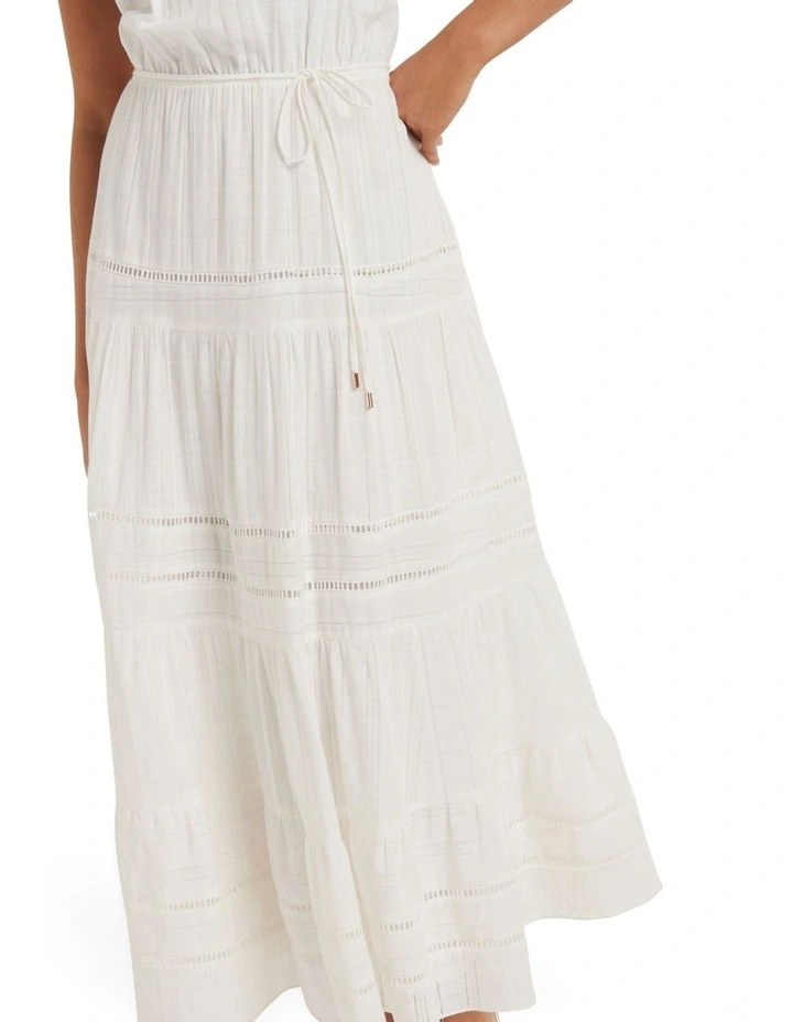 Lexie Ladder Trim Midi Dress in White image 4