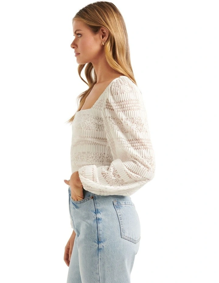 Charlotte Lace Square Neck Top in White image 3