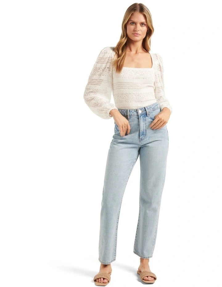 Charlotte Lace Square Neck Top in White image 5