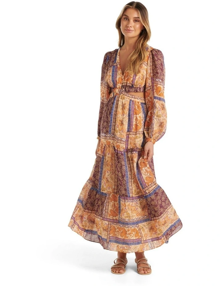 Viola Cross Over Maxi Dress in Multi image 1