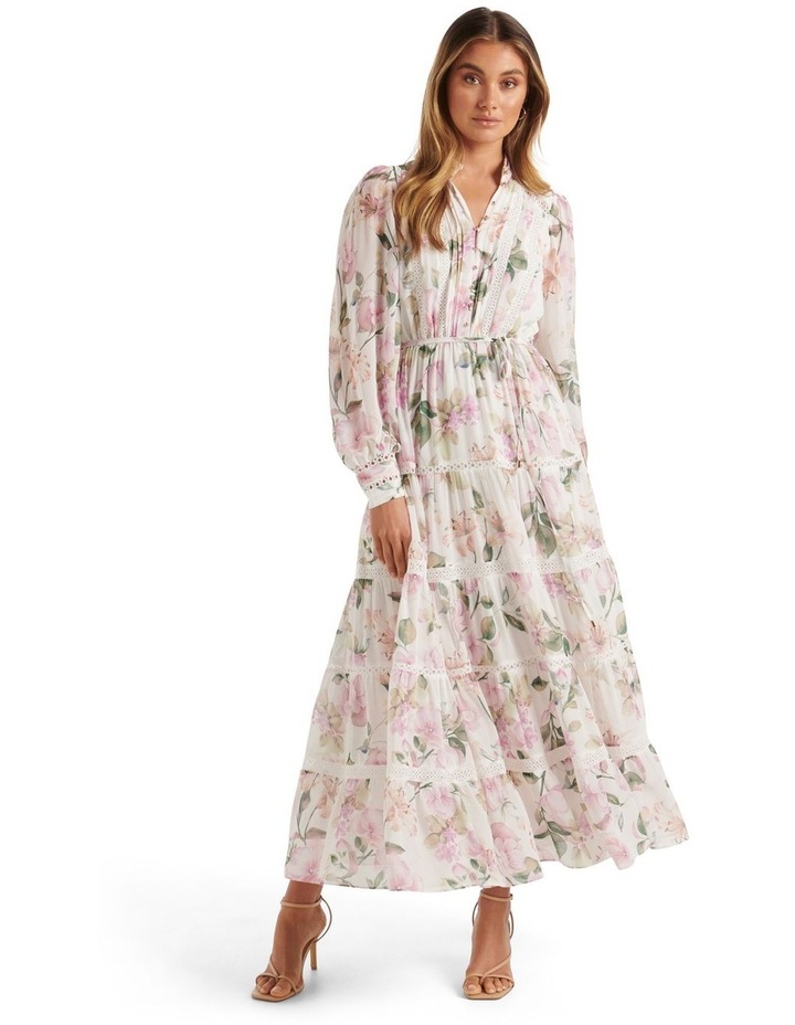 Juliette Trim Detail Midi Dress in Lilac Multi