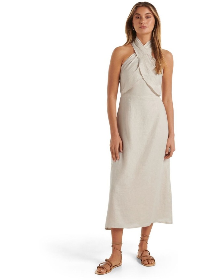Jewel Crossover Halter Midi Dress in