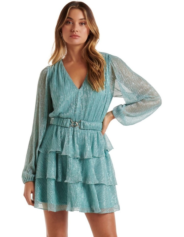 Nancy Plisse Tiered Mini In Blue