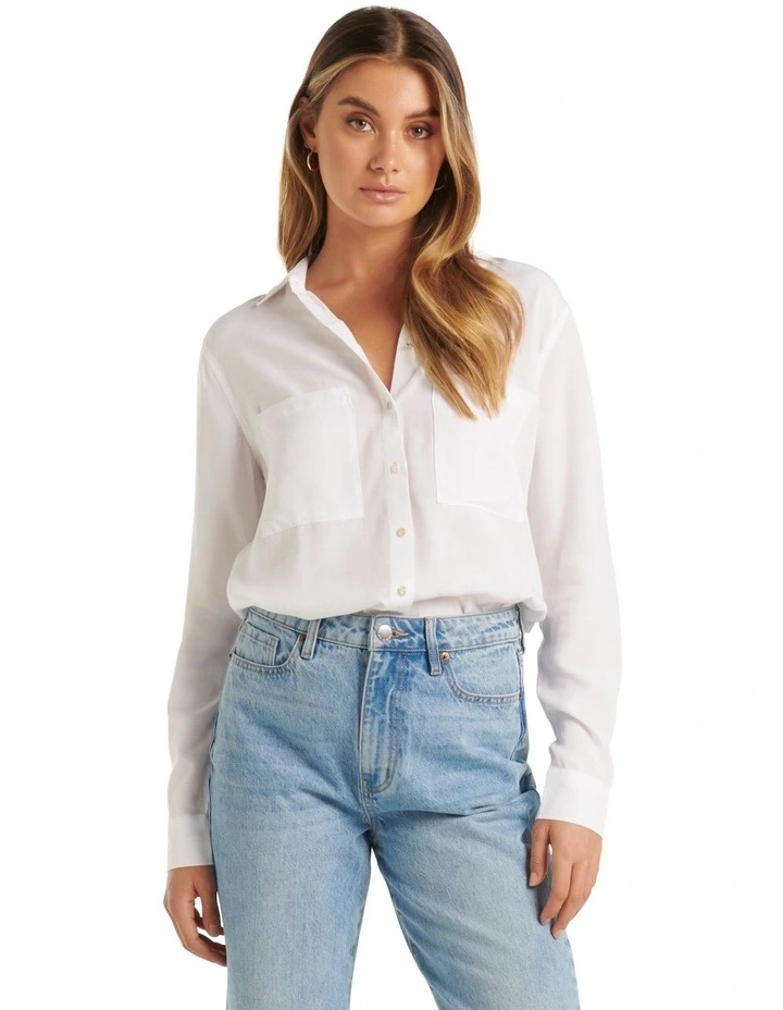 Lara Denim Shirt in White image 1