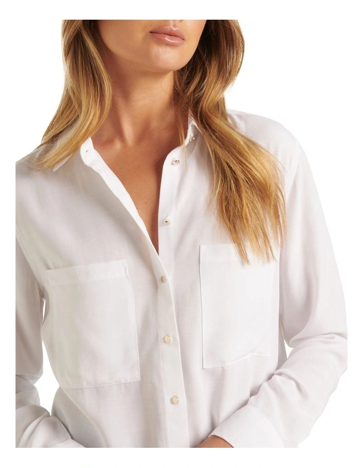 Lara Denim Shirt in White image 4
