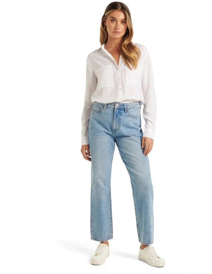 Lara Denim Shirt in White image 5