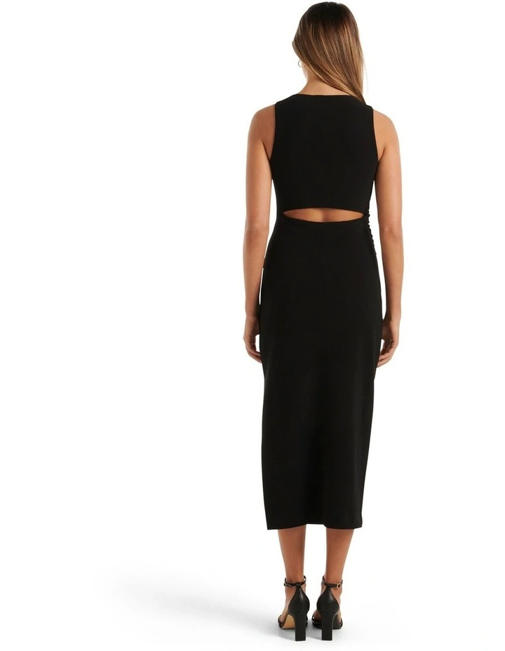 Mia Open Back Racer Bodycon Dress in Black image 2