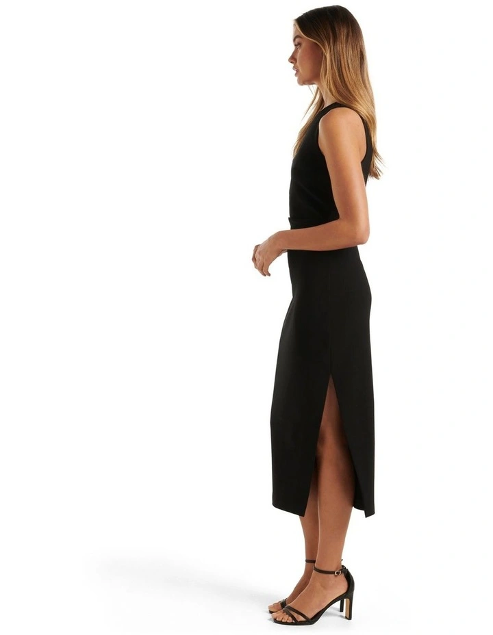 Mia Open Back Racer Bodycon Dress in Black image 3