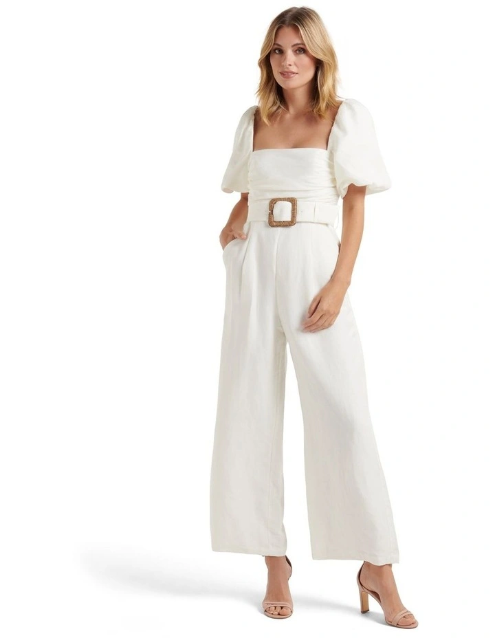 Libby Square Neck Jumpsuit in White image 1