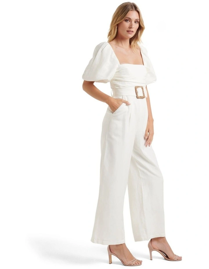 Libby Square Neck Jumpsuit in White image 3