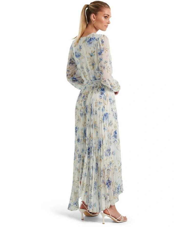 Blaire Pleated Midi Dress in White image 2