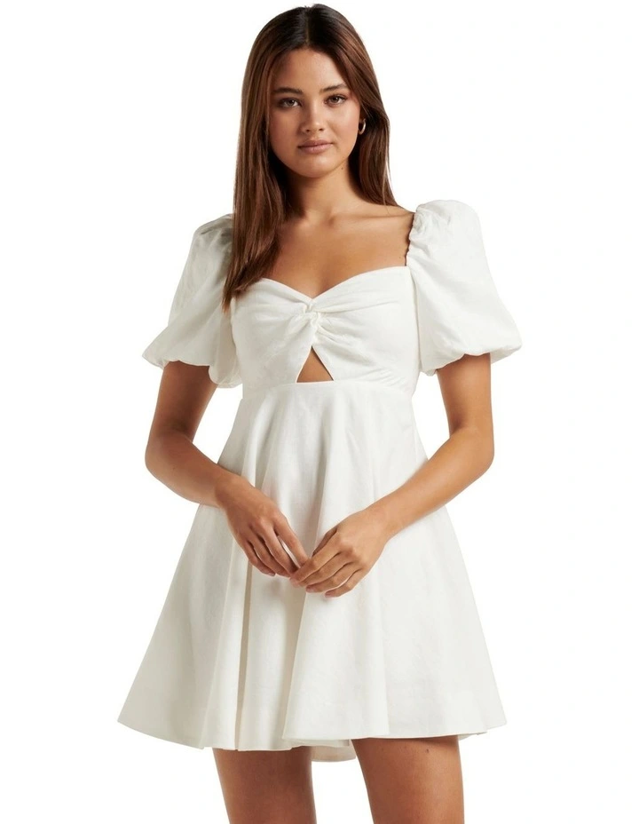 Fearne Twist Mini Dress in White image 1