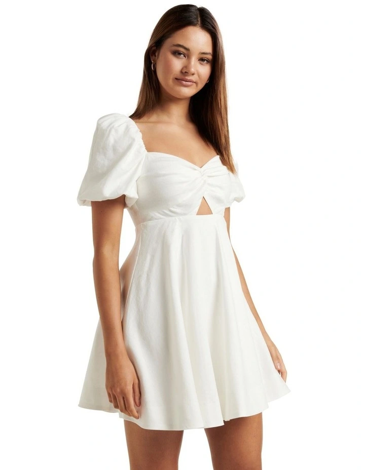 Fearne Twist Mini Dress in White image 3