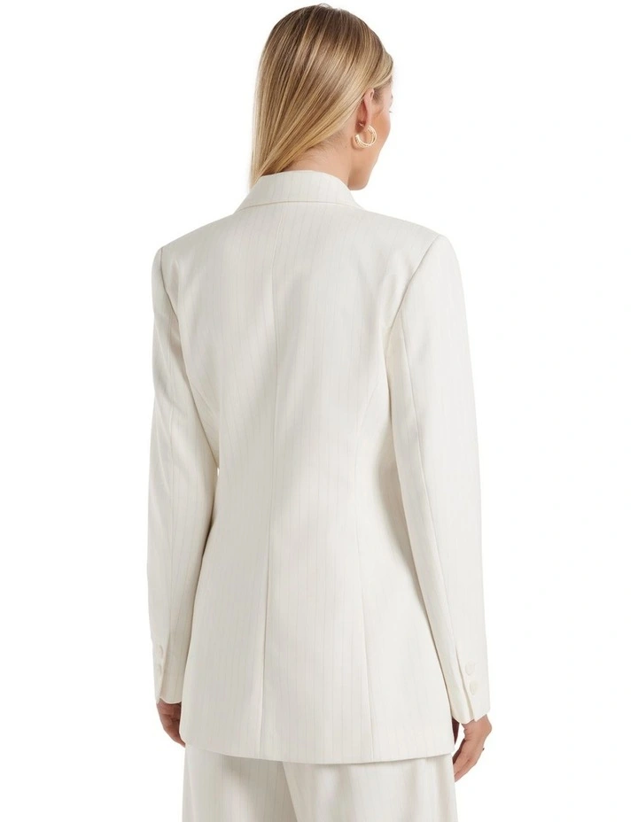 Elle Pinstripe Blazer in White image 2