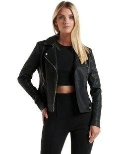 Heidi PU Biker in Black