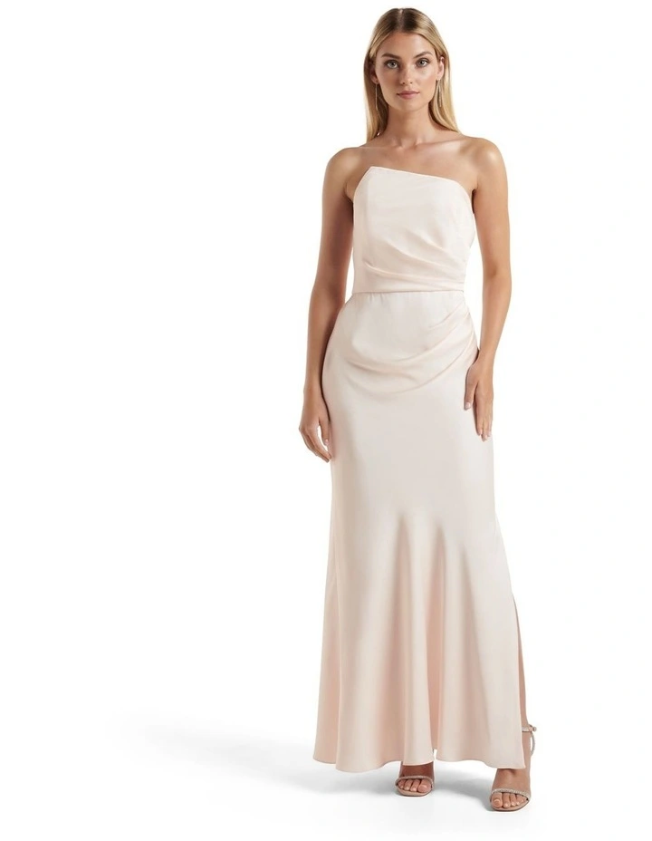 Wesley Asymmetrical Strapless Maxi in White image 1