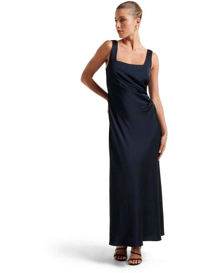 Lisbon | Olive Maternity Square Neck Ruched Midi Dress