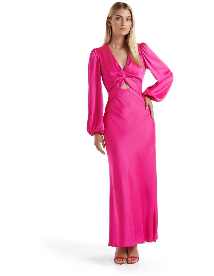 Wren Long Sleeve Twist Maxi in Pink image 1