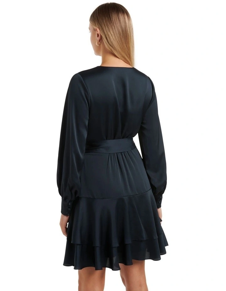 knee length dresses for ladies Chic Era Satin And Mesh Long Sleeve Mini Dress main image 0