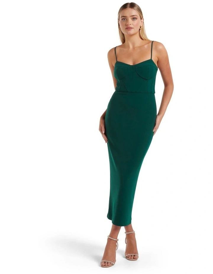 Elsa Corset Bodycon Midi in Green image 1