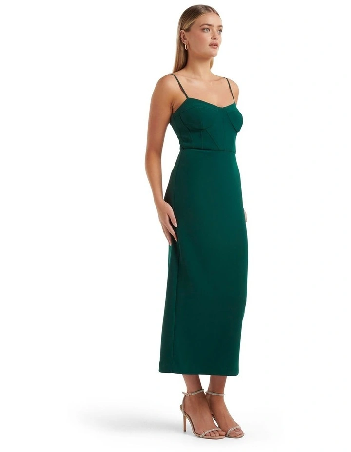 Elsa Corset Bodycon Midi in Green image 3