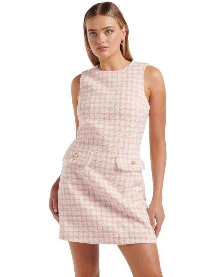 Arla Boucle Mini Dress in Pink image 1