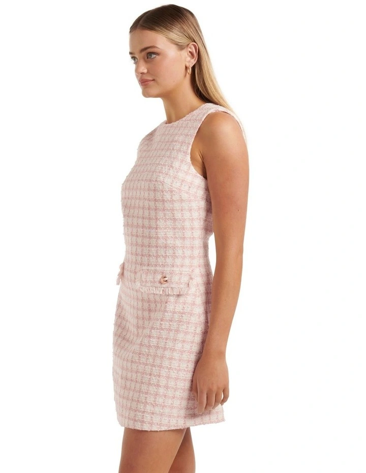 Arla Boucle Mini Dress in Pink image 3