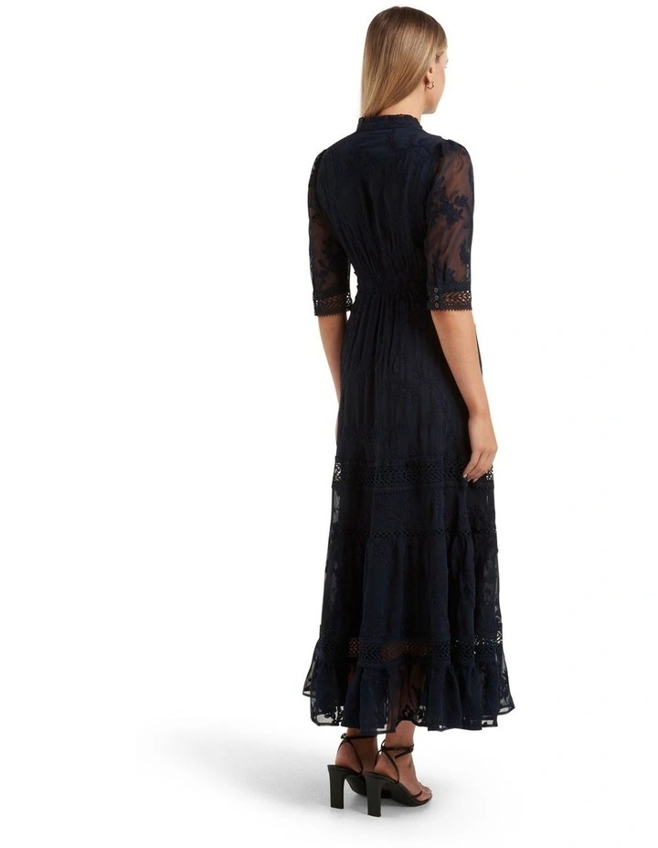 Lila Embroidered Midi Dress in Blue image 2